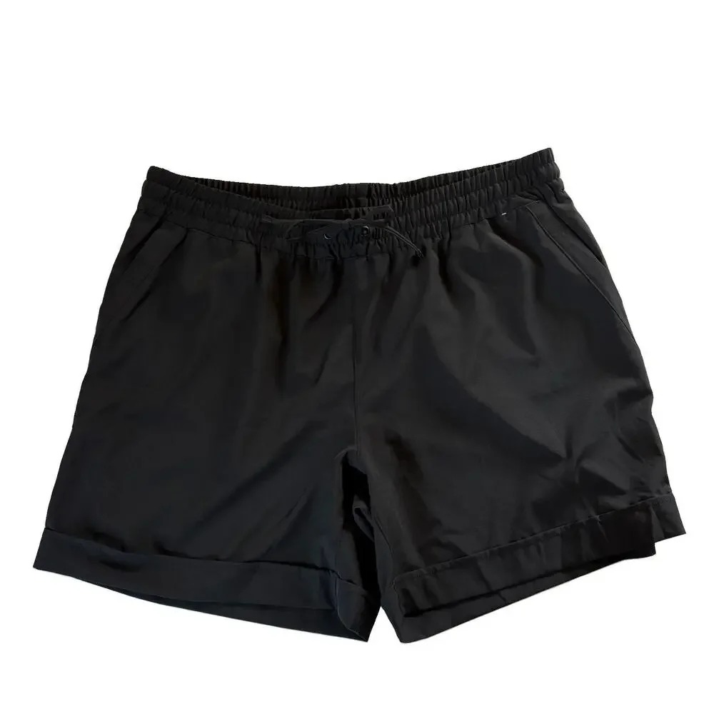 Set of 2 Mondetta Women’s Black & Blue Cuffed Athletic Shorts Elastic Waist XL